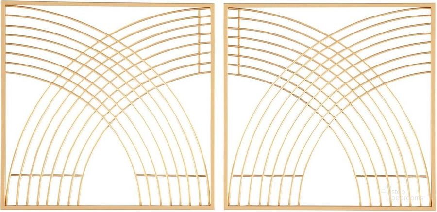The appearance of Dalkins Gold Wall Decor Set of 2 designed by Signature Design by Ashley in the modern / contemporary interior design. This gold piece of furniture  was selected by 1StopBedrooms from Dalkins Collection to add a touch of cosiness and style into your home. Sku: A8010375. Material: Metal. Product Type: Wall Frame. Image1