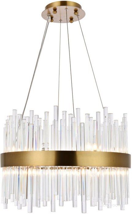 The appearance of Dallas 14 Light Gold Chandelier designed by Elegant Lighting in the modern / contemporary interior design. This gold piece of furniture  was selected by 1StopBedrooms from Dallas Collection to add a touch of cosiness and style into your home. Sku: 3000D20G. Material: Metal. Product Type: Chandelier. Image1
