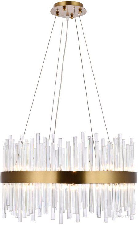 The appearance of Dallas 16 Light Gold Chandelier designed by Elegant Lighting in the modern / contemporary interior design. This gold piece of furniture  was selected by 1StopBedrooms from Dallas Collection to add a touch of cosiness and style into your home. Sku: 3000D25G. Material: Metal. Product Type: Chandelier. Image1