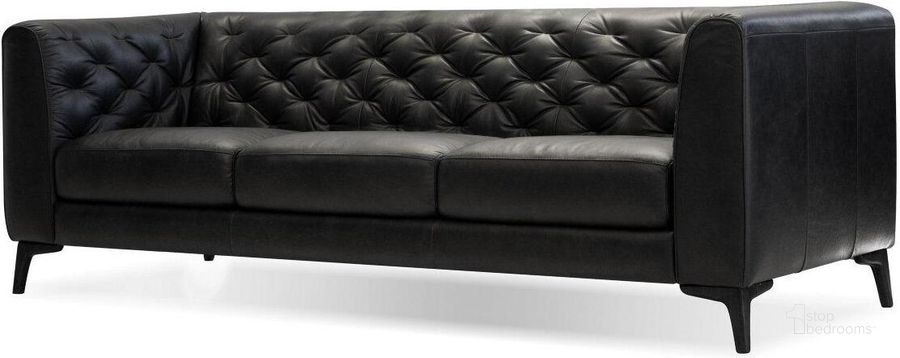 The appearance of Dalton Vintage Black With Black Powder Coated Legs Sofa designed by Mobital in the modern / contemporary interior design. This black piece of furniture  was selected by 1StopBedrooms from Dalton Collection to add a touch of cosiness and style into your home. Sku: SOF-DALT-BLVI-PCBLA. Product Type: Sofa.