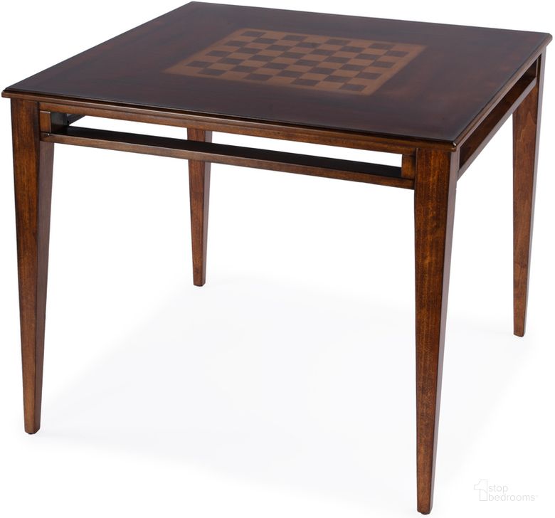 The appearance of Daltrey 36 Inch Square Game Table In Medium Brown designed by Butler Specialty Company in the transitional interior design. This medium brown piece of furniture  was selected by 1StopBedrooms from Daltrey Collection to add a touch of cosiness and style into your home. Sku: 5712011. Product Type: Accent Table. Material: Poplar. Image1