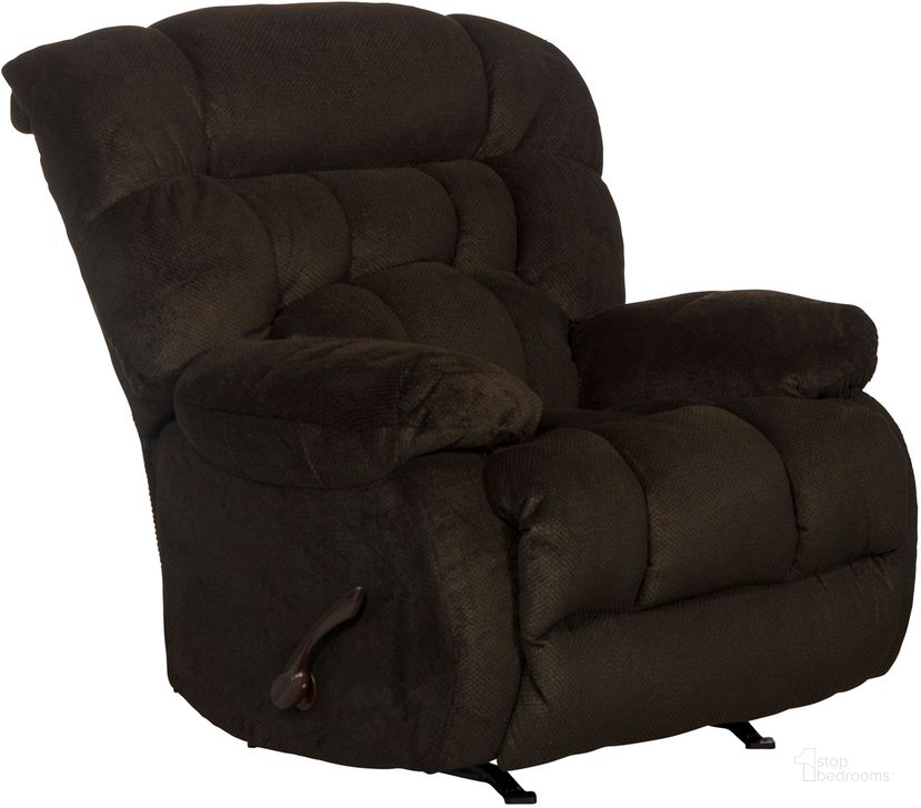 The appearance of Daly Chaise Rocker Recliner In Chocolate designed by Catnapper in the traditional interior design. This chocolate piece of furniture  was selected by 1StopBedrooms from Daly Collection to add a touch of cosiness and style into your home. Sku: 47652162209. Material: Fabric. Product Type: Rocker Recliner. Image1