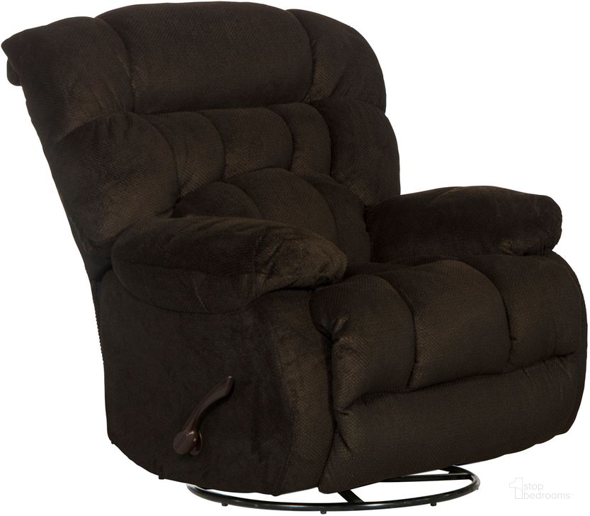 The appearance of Daly Chaise Swivel Glider Recliner In Chocolate designed by Catnapper in the traditional interior design. This chocolate piece of furniture  was selected by 1StopBedrooms from Daly Collection to add a touch of cosiness and style into your home. Sku: 4765-5-1622-09. Material: Fabric. Product Type: Recliner. Image1