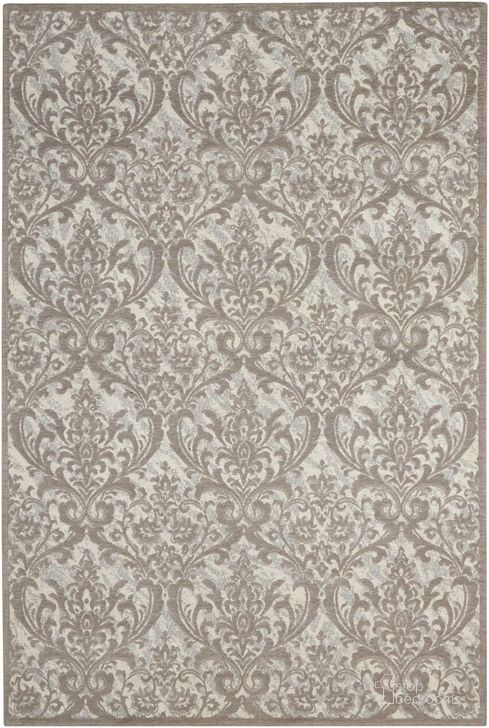 The appearance of Damask Ivory And Grey 5 X 7 Area Rug designed by Nourison in the traditional interior design. This gray and ivory piece of furniture  was selected by 1StopBedrooms from Damask Collection to add a touch of cosiness and style into your home. Sku: 99446341358. Material: Polyester. Product Type: Area Rugs. Image1