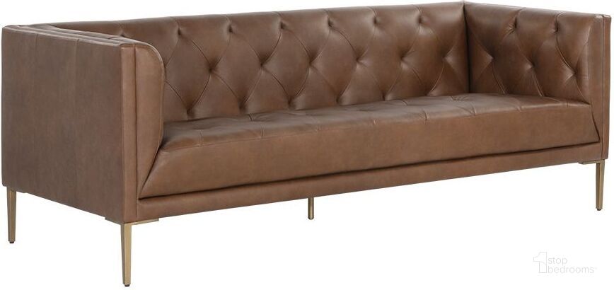 The appearance of Damienne Brown Sofa designed by Luxe Linea in the modern / contemporary interior design. This brown piece of furniture  was selected by 1StopBedrooms from Damienne Collection to add a touch of cosiness and style into your home. Sku: 106287. Material: Leather. Product Type: Sofa. Image1