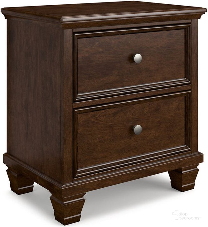 The appearance of Danabrin Brown Two Drawer Night Stand designed by Signature Design by Ashley in the transitional interior design. This brown piece of furniture  was selected by 1StopBedrooms from Danabrin Collection to add a touch of cosiness and style into your home. Sku: B685-92. Material: Wood. Product Type: Nightstand. Image1