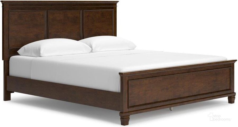 The appearance of Danabrin Rich Brown Cherry California King Panel Bed designed by Signature Design by Ashley in the transitional interior design. This brown piece of furniture  was selected by 1StopBedrooms from Danabrin Collection to add a touch of cosiness and style into your home. Sku: B685-58;B685-56;B685-94. Bed Type: Panel Bed. Material: Wood. Product Type: Panel Bed. Bed Size: California King. Image1