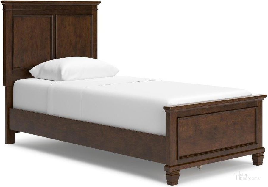 The appearance of Danabrin Rich Brown Cherry Twin Panel Bed designed by Signature Design by Ashley in the transitional interior design. This brown piece of furniture  was selected by 1StopBedrooms from Danabrin Collection to add a touch of cosiness and style into your home. Sku: B685-53;B685-52;B685-86. Bed Type: Panel Bed. Material: Wood. Product Type: Panel Bed. Bed Size: Twin. Image1