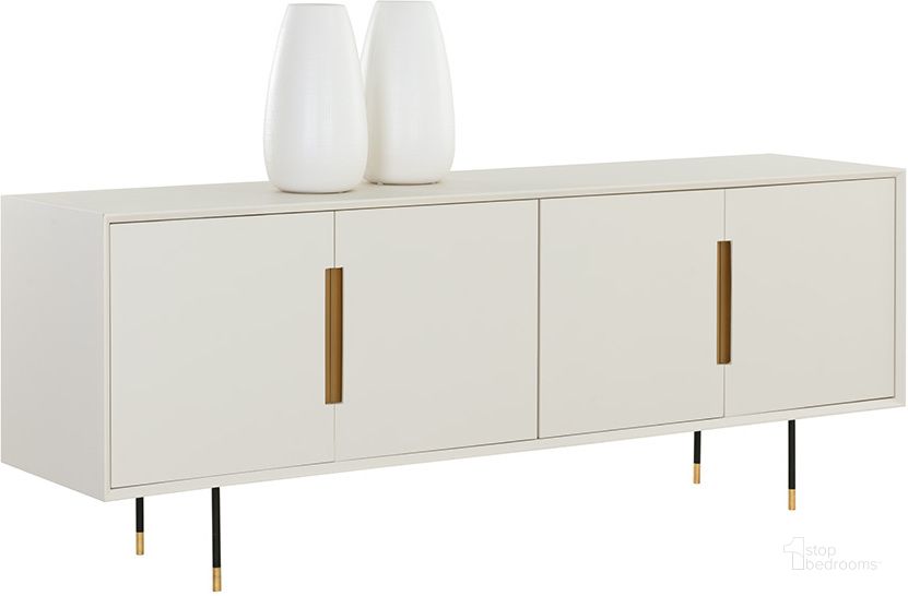 The appearance of Danbury Sideboard In Modern Cream designed by Sunpan in the transitional interior design. This cream piece of furniture  was selected by 1StopBedrooms from Danbury Collection to add a touch of cosiness and style into your home. Sku: 109758. Material: Wood. Product Type: Sideboard. Image1