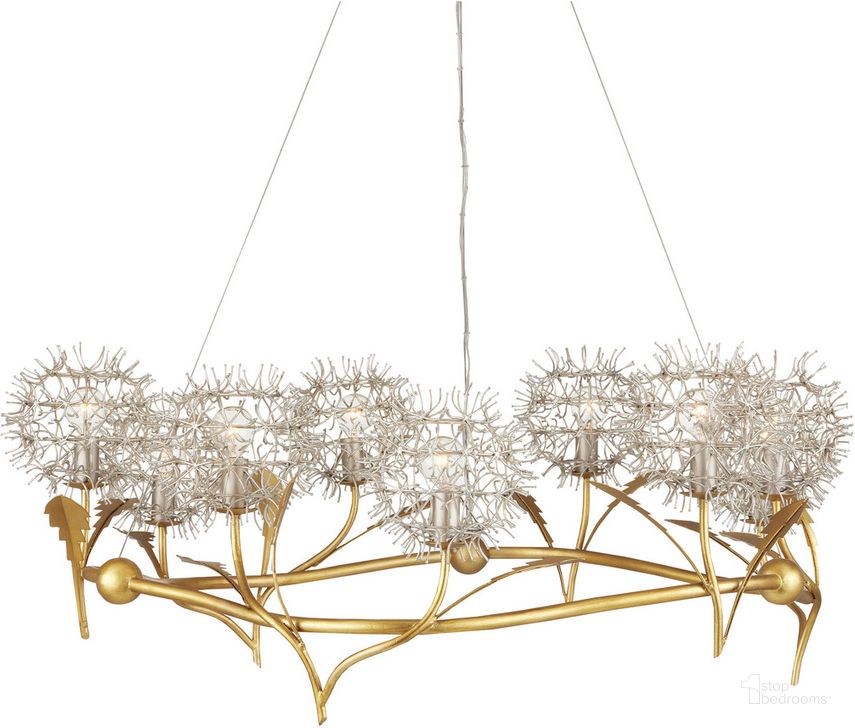 The appearance of Dandelion Silver and Gold Chandelier In Silver and Gold designed by Currey & Company in the modern / contemporary interior design. This silver and gold piece of furniture  was selected by 1StopBedrooms from Dandelion Collection to add a touch of cosiness and style into your home. Sku: 9000-1080. Product Type: Chandelier. Material: Iron. Image1