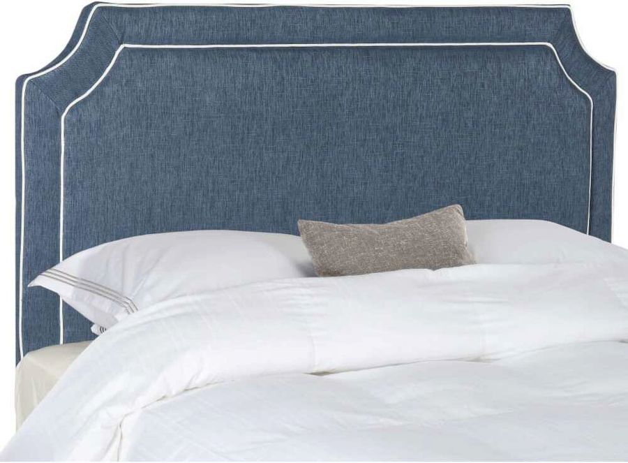 The appearance of Dane Denim Blue and White Piping Queen Headboard designed by Safavieh in the traditional interior design. This blue piece of furniture  was selected by 1StopBedrooms from Dane Collection to add a touch of cosiness and style into your home. Sku: MCR4686C. Product Type: Headboard. Bed Size: Queen. Image1