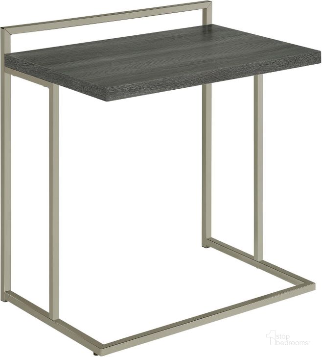 The appearance of Dani Rectangular Snack Table with Metal Base In Weathered Grey/Satin Nickel designed by Coaster in the modern / contemporary interior design. This weathered grey/satin nickel piece of furniture  was selected by 1StopBedrooms from Dani Collection to add a touch of cosiness and style into your home. Sku: 936120. Material: Wood. Product Type: Snack Table. Image1