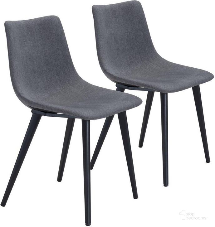 The appearance of Daniel Dining Chair Set of 2 Gray designed by Zuo Modern in the modern / contemporary interior design. This black and grey piece of furniture  was selected by 1StopBedrooms from Daniel Collection to add a touch of cosiness and style into your home. Sku: 101949. Product Type: Dining Chair. Material: Plywood. Image1