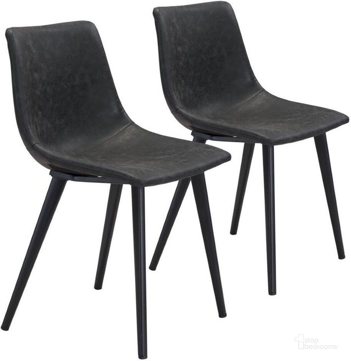 The appearance of Daniel Dining Chair Set of 2 Vintage Black designed by Zuo Modern in the modern / contemporary interior design. This black piece of furniture  was selected by 1StopBedrooms from Daniel Collection to add a touch of cosiness and style into your home. Sku: 101948. Product Type: Dining Chair. Material: Plywood. Image1
