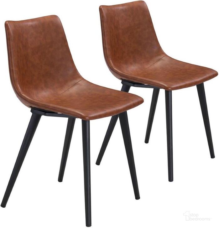 The appearance of Daniel Dining Chair Set of 2 Vintage Brown designed by Zuo Modern in the modern / contemporary interior design. This black and brown piece of furniture  was selected by 1StopBedrooms from Daniel Collection to add a touch of cosiness and style into your home. Sku: 101947. Product Type: Dining Chair. Material: Plywood. Image1