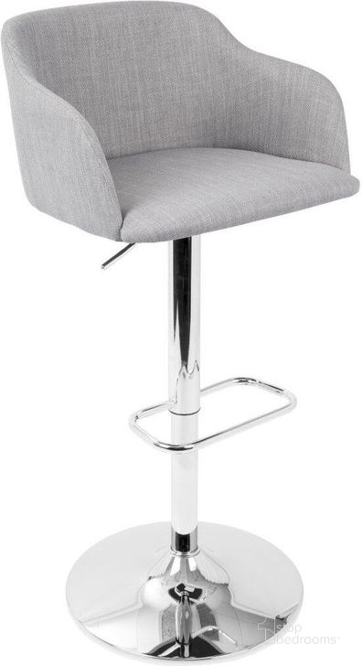 The appearance of Daniella Contemporary Adjustable Barstool With Swivel In Light Grey designed by Lumisource in the modern / contemporary interior design. This light grey piece of furniture  was selected by 1StopBedrooms from Campania Collection to add a touch of cosiness and style into your home. Sku: BS-DNLLA LGY. Material: Polyester. Product Type: Barstool. Image1