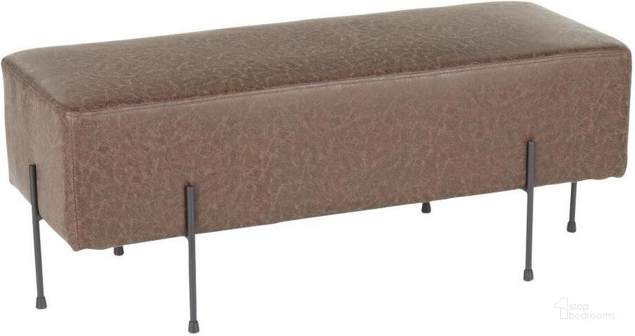 The appearance of Daniella Contemporary Bench In Black Metal And Espresso Faux Leather designed by Lumisource in the modern / contemporary interior design. This black piece of furniture  was selected by 1StopBedrooms from Daniella Collection to add a touch of cosiness and style into your home. Sku: BC-DNLA BKE. Product Type: Bench. Material: PU. Image1
