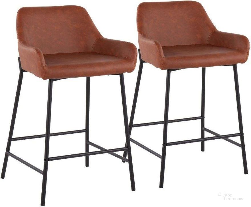 The appearance of Daniella Industrial Counter Stool In Black Metal And Camel Faux Leather - Set Of 2 designed by Lumisource in the industrial interior design. This camel piece of furniture  was selected by 1StopBedrooms from Daniella Collection to add a touch of cosiness and style into your home. Sku: B24-DNLA BKCAM2. Product Type: Barstool. Material: PU. Image1