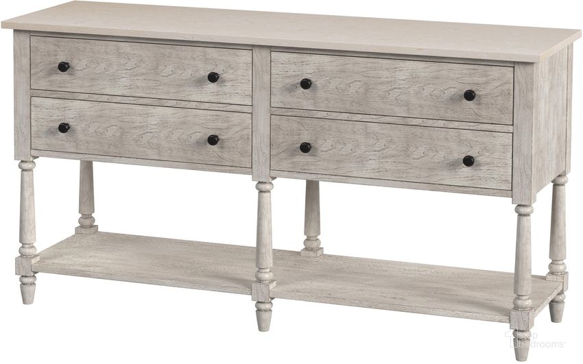 The appearance of Danielle Marble 4 Drawer Sideboard with Storage In Gray designed by Butler Specialty Company in the transitional interior design. This gray piece of furniture  was selected by 1StopBedrooms from Danielle Collection to add a touch of cosiness and style into your home. Sku: 5645329. Material: Marble. Product Type: Sideboard. Image1