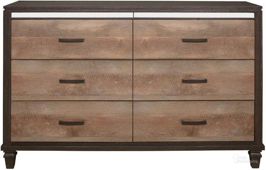 The appearance of Danridge Brown And Espresso Dresser designed by Homelegance in the transitional interior design. This brown piece of furniture  was selected by 1StopBedrooms from Danridge Collection to add a touch of cosiness and style into your home. Sku: 1518-5. Material: Wood. Product Type: Dresser. Image1