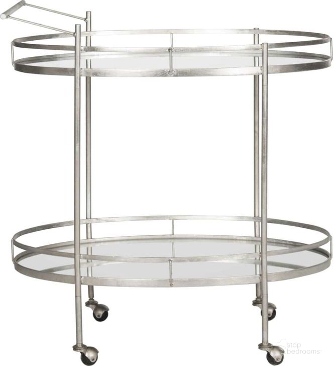 The appearance of Dante Silver and Mirror Bar Cart designed by Safavieh in the modern / contemporary interior design. This silver piece of furniture  was selected by 1StopBedrooms from Safavieh FOX Collection to add a touch of cosiness and style into your home. Sku: FOX2553A. Product Type: Bar Cart. Material: Iron. Image1