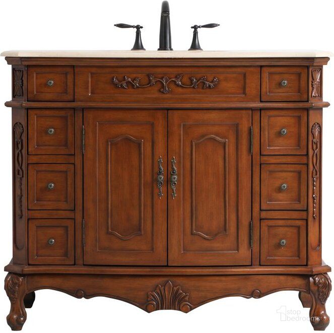 The appearance of Danville 42 Inch Single Bathroom Vanity In Teak designed by Elegant Lighting in the traditional interior design. This teak piece of furniture  was selected by 1StopBedrooms from Danville Collection to add a touch of cosiness and style into your home. Sku: VF10142TK. Product Type: Bathroom Vanity. Image1
