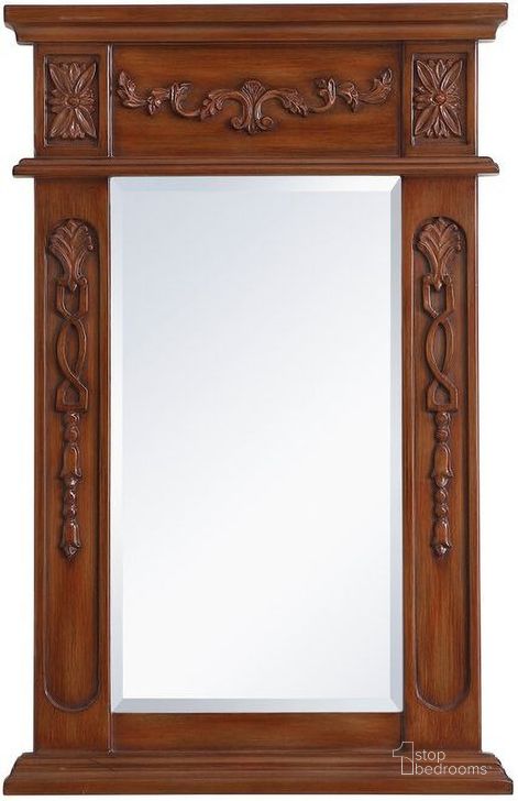 The appearance of Danville Wood Frame Mirror 18 Inch X 28 Inch In Teak designed by Elegant Lighting in the traditional interior design. This teak piece of furniture  was selected by 1StopBedrooms from Danville Collection to add a touch of cosiness and style into your home. Sku: VM11828TK. Product Type: Mirror. Material: MDF. Image1