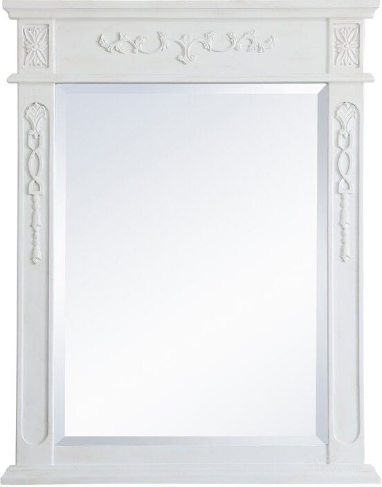 The appearance of Danville Wood Frame Mirror 28 Inch X 36 Inch In Antique White designed by Elegant Lighting in the traditional interior design. This antique white piece of furniture  was selected by 1StopBedrooms from Danville Collection to add a touch of cosiness and style into your home. Sku: VM12836AW. Product Type: Mirror. Material: MDF. Image1