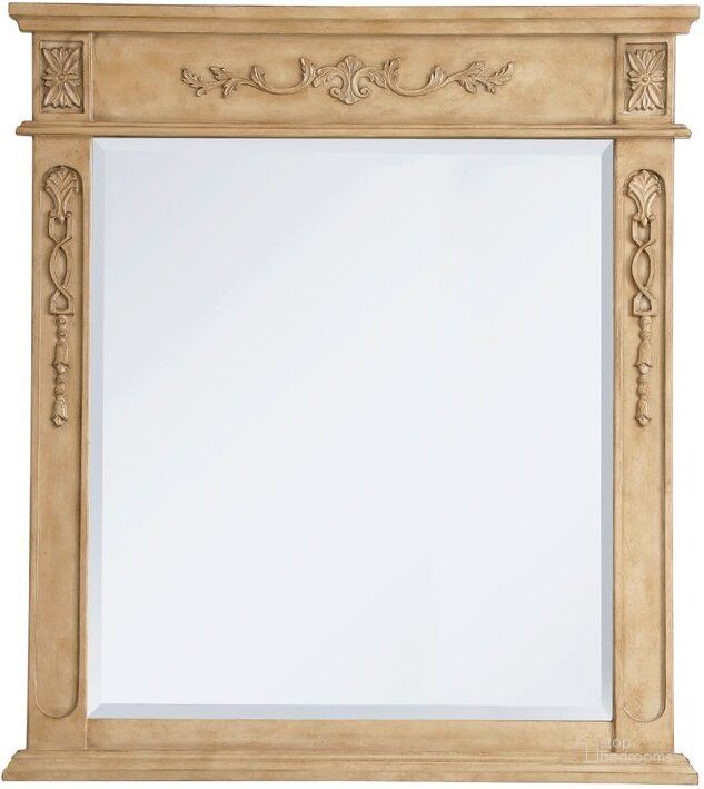 The appearance of Danville Wood Frame Mirror 32 Inch X 36 Inch In Antique Beige designed by Elegant Lighting in the traditional interior design. This antique beige piece of furniture  was selected by 1StopBedrooms from Danville Collection to add a touch of cosiness and style into your home. Sku: VM13236AB. Product Type: Mirror. Material: MDF. Image1