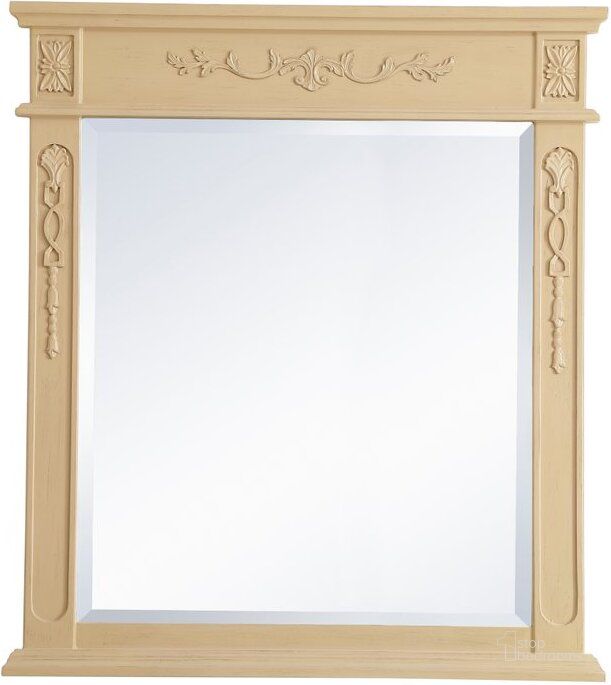 The appearance of Danville Wood Frame Mirror 32 Inch X 36 Inch In Light Antique Beige designed by Elegant Lighting in the traditional interior design. This light beige piece of furniture  was selected by 1StopBedrooms from Danville Collection to add a touch of cosiness and style into your home. Sku: VM13236LT. Product Type: Mirror. Material: MDF. Image1