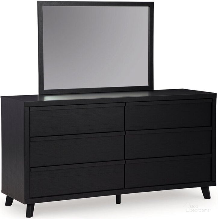The appearance of Danziar Dresser and Mirror In Black designed by Signature Design by Ashley in the modern / contemporary interior design. This black piece of furniture  was selected by 1StopBedrooms from Danziar Collection to add a touch of cosiness and style into your home. Sku: B1013-231;B1013-36. Material: Wood. Product Type: Dresser and Mirror. Image1