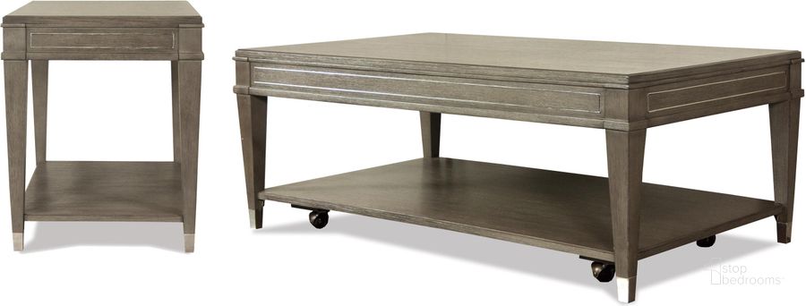 The appearance of Dara Two Gray Wash Rectangular Cocktail Table designed by Riverside Furniture in the transitional interior design. This gray piece of furniture  was selected by 1StopBedrooms from Dara Two Collection to add a touch of cosiness and style into your home. Sku: 37002. Product Type: Cocktail Table. Image1
