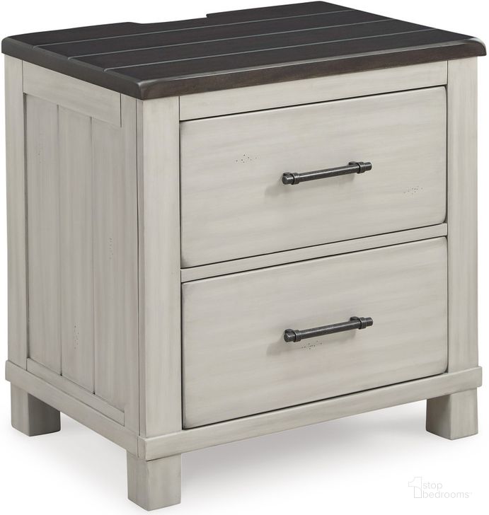 The appearance of Darborn Gray/Brown Nightstand designed by Signature Design by Ashley in the transitional interior design. This gray/brown piece of furniture  was selected by 1StopBedrooms from Darborn Collection to add a touch of cosiness and style into your home. Sku: B796-92. Material: Wood. Product Type: Nightstand. Image1