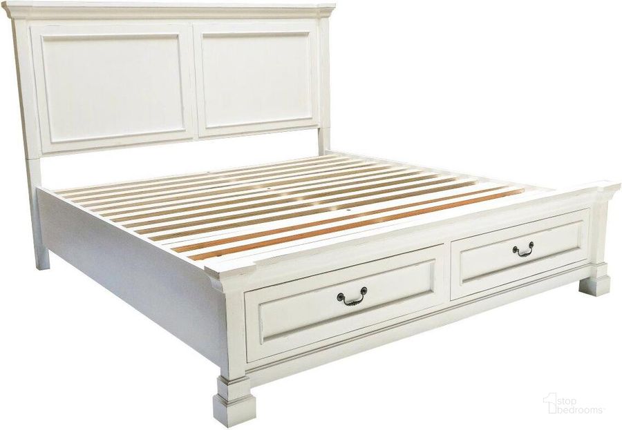The appearance of Dartagnan Weathered White King Storage Bed designed by Polished Pine in the country / farmhouse interior design. This weathered white piece of furniture  was selected by 1StopBedrooms from Dartagnan Collection to add a touch of cosiness and style into your home. Sku: 683-062;683-066;683-067. Bed Type: Storage Bed. Material: Wood. Product Type: Storage Bed. Bed Size: King. Image1
