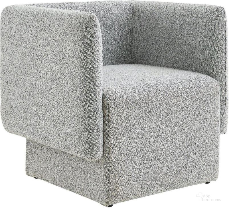 The appearance of Davia Grey Accent Chair designed by Furnique in the modern / contemporary interior design. This grey piece of furniture  was selected by 1StopBedrooms from Davia Collection to add a touch of cosiness and style into your home. Sku: 575Grey. Material: Fabric. Product Type: Accent Chair. Image1