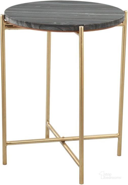 The appearance of David Side Table In Gray And Gold designed by Zuo Modern in the modern / contemporary interior design. This gray and gold piece of furniture  was selected by 1StopBedrooms from David Collection to add a touch of cosiness and style into your home. Sku: 109360. Product Type: Side Table. Material: Iron. Image1