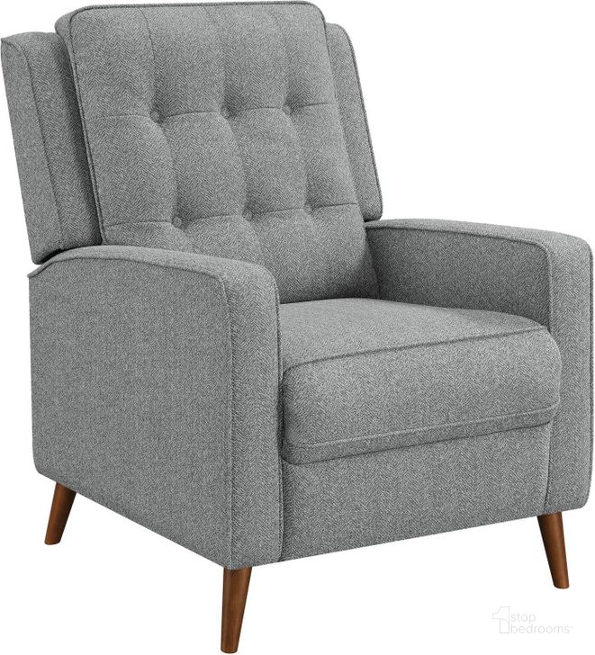 The appearance of Davidson Upholstered Tufted Push Back Recliner In Grey designed by Coaster in the modern / contemporary interior design. This grey piece of furniture  was selected by 1StopBedrooms from Davidson Collection to add a touch of cosiness and style into your home. Sku: 609567. Material: Upholstered. Product Type: Recliner. Image1