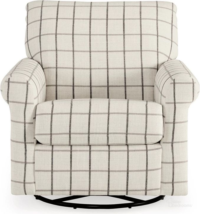 The appearance of Davinca Swivel Glider Accent Chair In Charcoal designed by Signature Design by Ashley in the traditional interior design. This charcoal piece of furniture  was selected by 1StopBedrooms from Davinca Collection to add a touch of cosiness and style into your home. Sku: 3520442. Material: Fabric. Product Type: Accent Chair. Image1