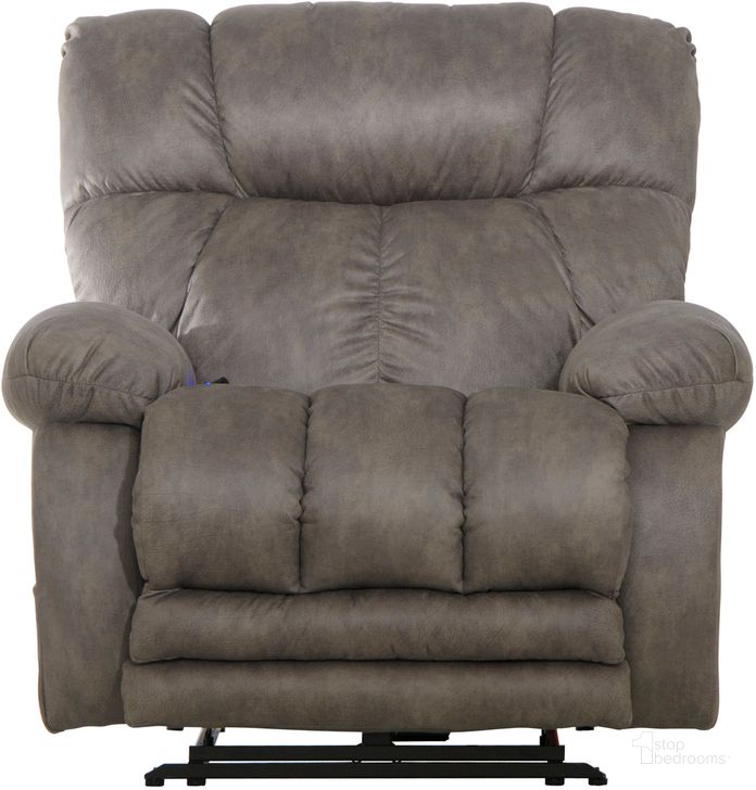 The appearance of Dawkins Oversized Power Lay Flat Recliner In Charcoal designed by Catnapper in the traditional interior design. This charcoal piece of furniture  was selected by 1StopBedrooms from Dawkins Collection to add a touch of cosiness and style into your home. Sku: 647937142868. Material: Fabric. Product Type: Recliner. Image1