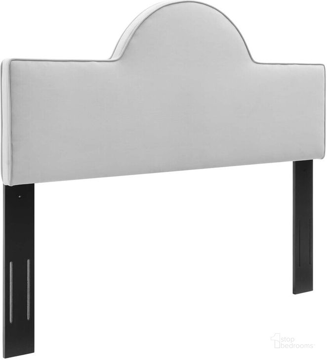 The appearance of Dawn Twin Performance Velvet Headboard In Light Gray designed by Modway in the modern / contemporary interior design. This light gray piece of furniture  was selected by 1StopBedrooms from Dawn Collection to add a touch of cosiness and style into your home. Sku: MOD-6302-LGR. Product Type: Headboard. Bed Size: Twin. Material: MDF. Image1