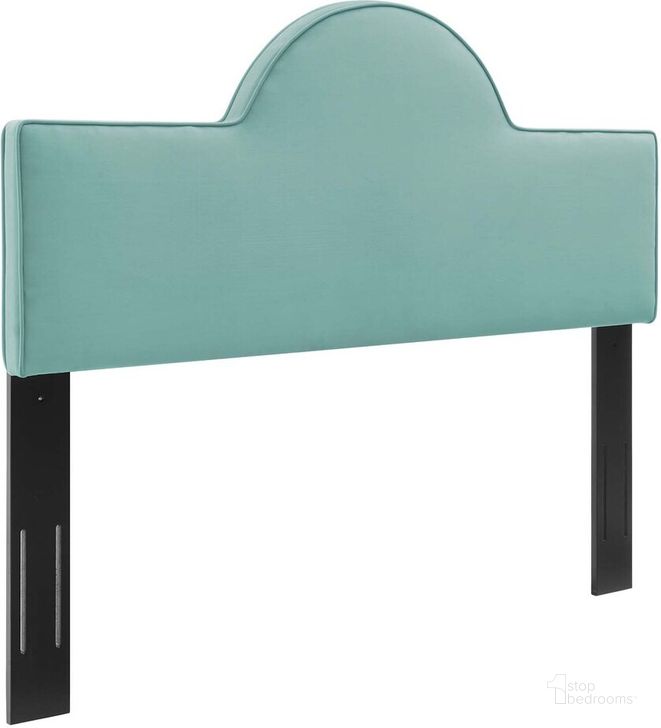 The appearance of Dawn Twin Performance Velvet Headboard In Mint designed by Modway in the modern / contemporary interior design. This mint piece of furniture  was selected by 1StopBedrooms from Dawn Collection to add a touch of cosiness and style into your home. Sku: MOD-6302-MIN. Product Type: Headboard. Bed Size: Twin. Material: MDF. Image1