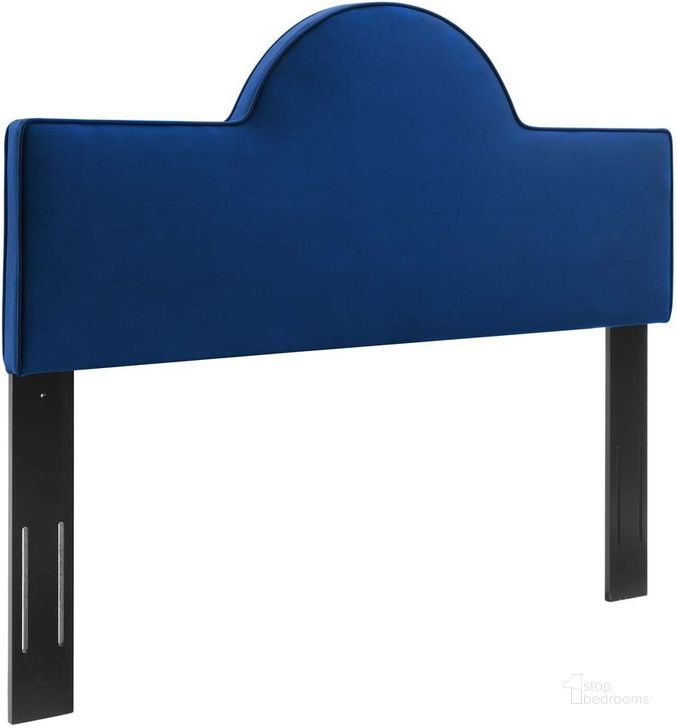 The appearance of Dawn Twin Performance Velvet Headboard In Navy designed by Modway in the modern / contemporary interior design. This navy piece of furniture  was selected by 1StopBedrooms from Dawn Collection to add a touch of cosiness and style into your home. Sku: MOD-6302-NAV. Product Type: Headboard. Bed Size: Twin. Material: MDF. Image1