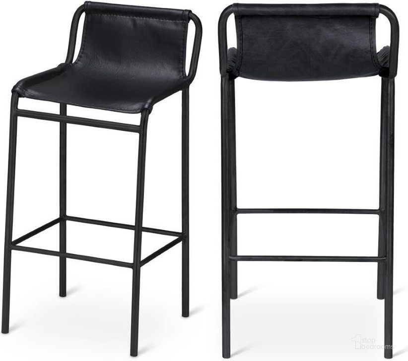 The appearance of Dax Black Faux Leather Counter Stool designed by Meridian in the modern / contemporary interior design. This black faux leather piece of furniture  was selected by 1StopBedrooms from Dax Collection to add a touch of cosiness and style into your home. Sku: 500Black-C. Product Type: Barstool. Material: Iron. Image1