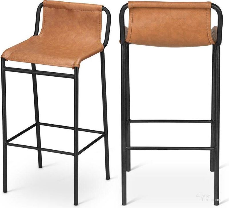 The appearance of Dax Cognac Faux Leather Counter Stool designed by Meridian in the modern / contemporary interior design. This cognac piece of furniture  was selected by 1StopBedrooms from Dax Collection to add a touch of cosiness and style into your home. Sku: 500Cognac-C. Product Type: Barstool. Material: Iron. Image1