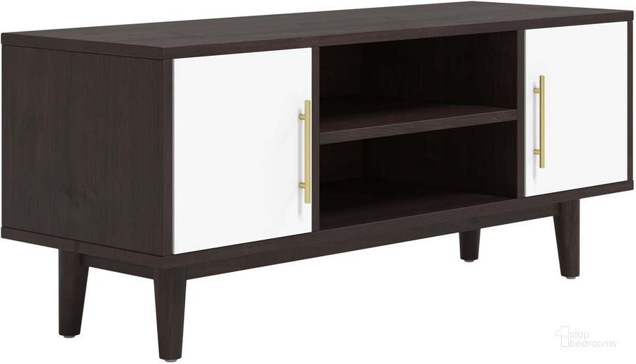 The appearance of Daxton 43 Inch Tv Stand designed by Modway in the modern / contemporary interior design. This cappuccino white piece of furniture  was selected by 1StopBedrooms from Daxton Collection to add a touch of cosiness and style into your home. Sku: EEI-4309-CAP-WHI. Product Type: TV Stand. Material: MDF. Image1