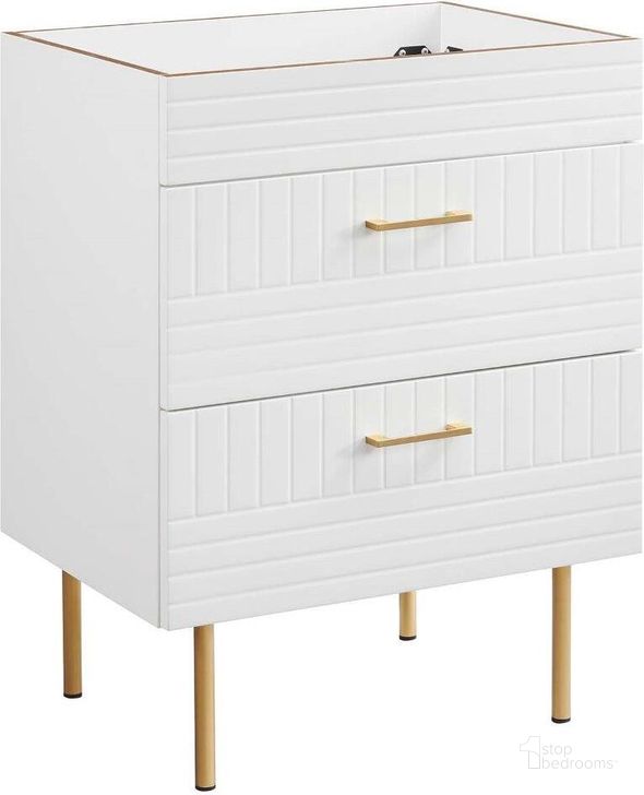 The appearance of Daybreak White 24 Inch Bathroom Vanity Cabinet designed by Modway in the modern / contemporary interior design. This white piece of furniture  was selected by 1StopBedrooms from Daybreak Collection to add a touch of cosiness and style into your home. Sku: EEI-5106-WHI. Material: MDF. Product Type: Bathroom Vanity. Image1