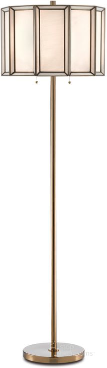 The appearance of Daze Brass Floor Lamp designed by Currey & Company in the modern / contemporary interior design. This brass piece of furniture  was selected by 1StopBedrooms from Daze Collection to add a touch of cosiness and style into your home. Sku: 8000-0090. Product Type: Floor Lamp. Material: Iron. Image1