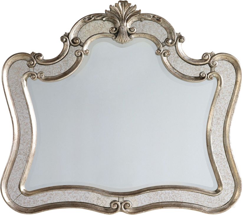 The appearance of Sanctuary Silver Shaped Mirror designed by Hooker in the traditional interior design. This silver piece of furniture  was selected by 1StopBedrooms from Sanctuary Collection to add a touch of cosiness and style into your home. Sku: 5413-90009. Material: Wood. Product Type: Dresser Mirror. Image1