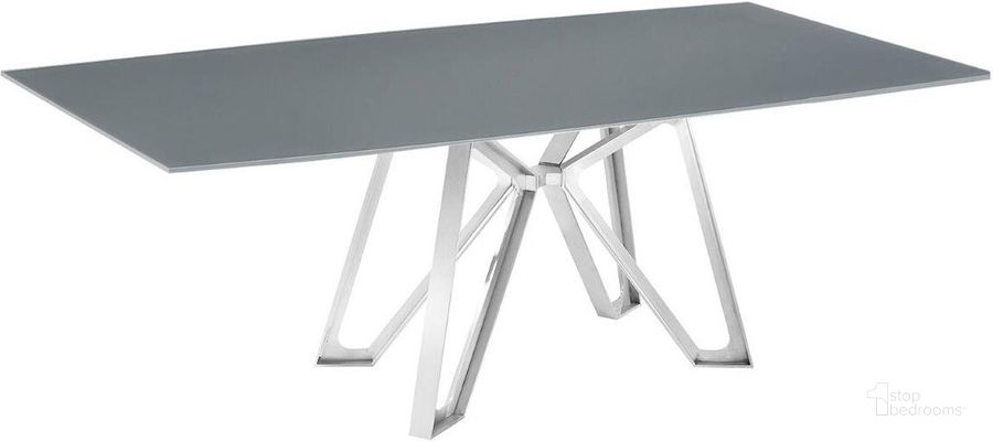 The appearance of Dcota Dining Table With Brushed Stainless Steel Base and Gray Top designed by Casabianca Home in the modern / contemporary interior design. This gray piece of furniture  was selected by 1StopBedrooms from Dcota Collection to add a touch of cosiness and style into your home. Sku: TC-MFIX10BSGRY. Table Base Style: Trestle. Product Type: Dining Table. Table Top Shape: Rectangular. Material: Stainless Steel. Size: 71.