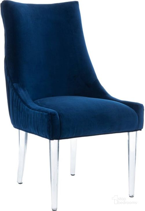 The appearance of Deluca Acrylic Leg Dining Chair In Navy designed by Safavieh Couture in the modern / contemporary interior design. This navy piece of furniture  was selected by 1StopBedrooms from Deluca Collection to add a touch of cosiness and style into your home. Sku: KNT4106C. Product Type: Dining Chair. Material: Acrylic. Image1